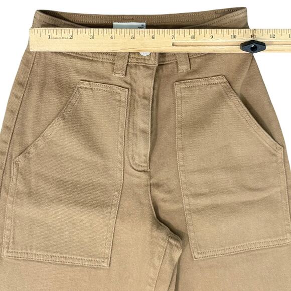 Wilfred Free Brown Tan Ryley Straight Leg High Waist Twill Utility Pants size 00 - Picture 5 of 8